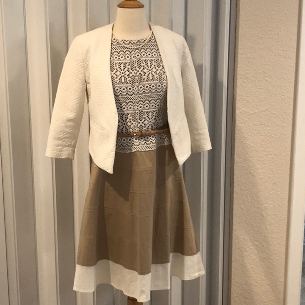 Anne Klein lace and color block dress.